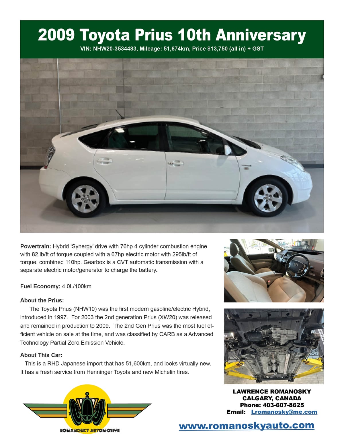 2009 TOYOTA PRIUS HYBRID S 10th Anniversary (JDM) -sold