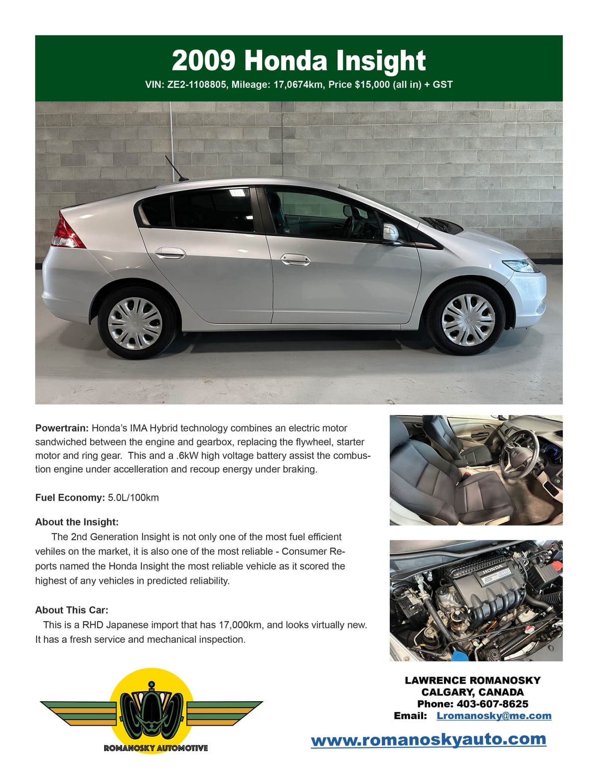 2009 HONDA INSIGHT HYBRID (Gen 2 - JDM)