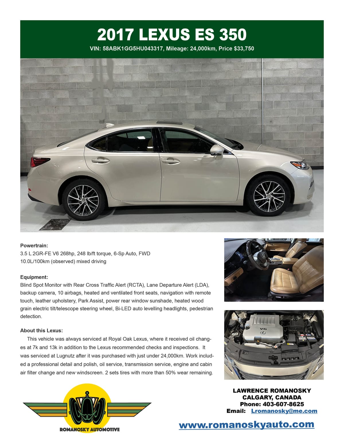 2017 LEXUS ES 350 - SOLD